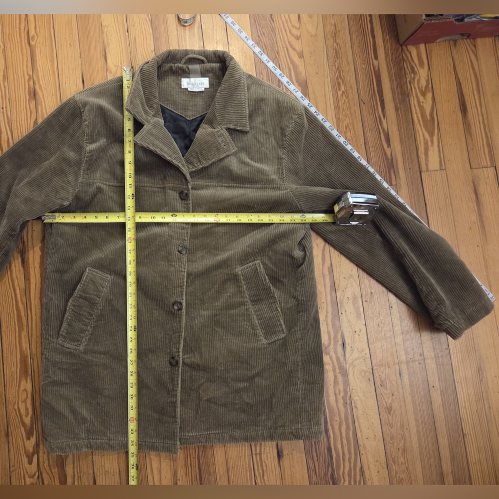 Bill Blass Olive Green Corduroy Pea Coat Button Down Jacket - Picture 5 of 5